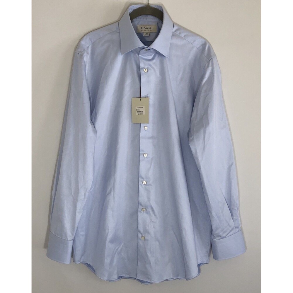 NWT HAGEN Carmel,CA H STOCKTON Light Blue Button Mens Sz 16 1/2-32/33 Cotton LS